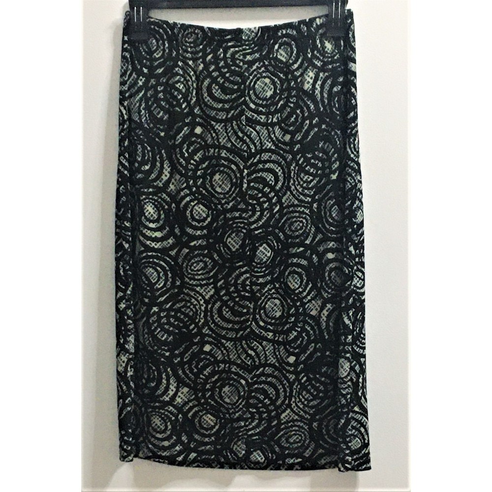 Kathy Ireland Black and Grey Midi Skirt Women's Small